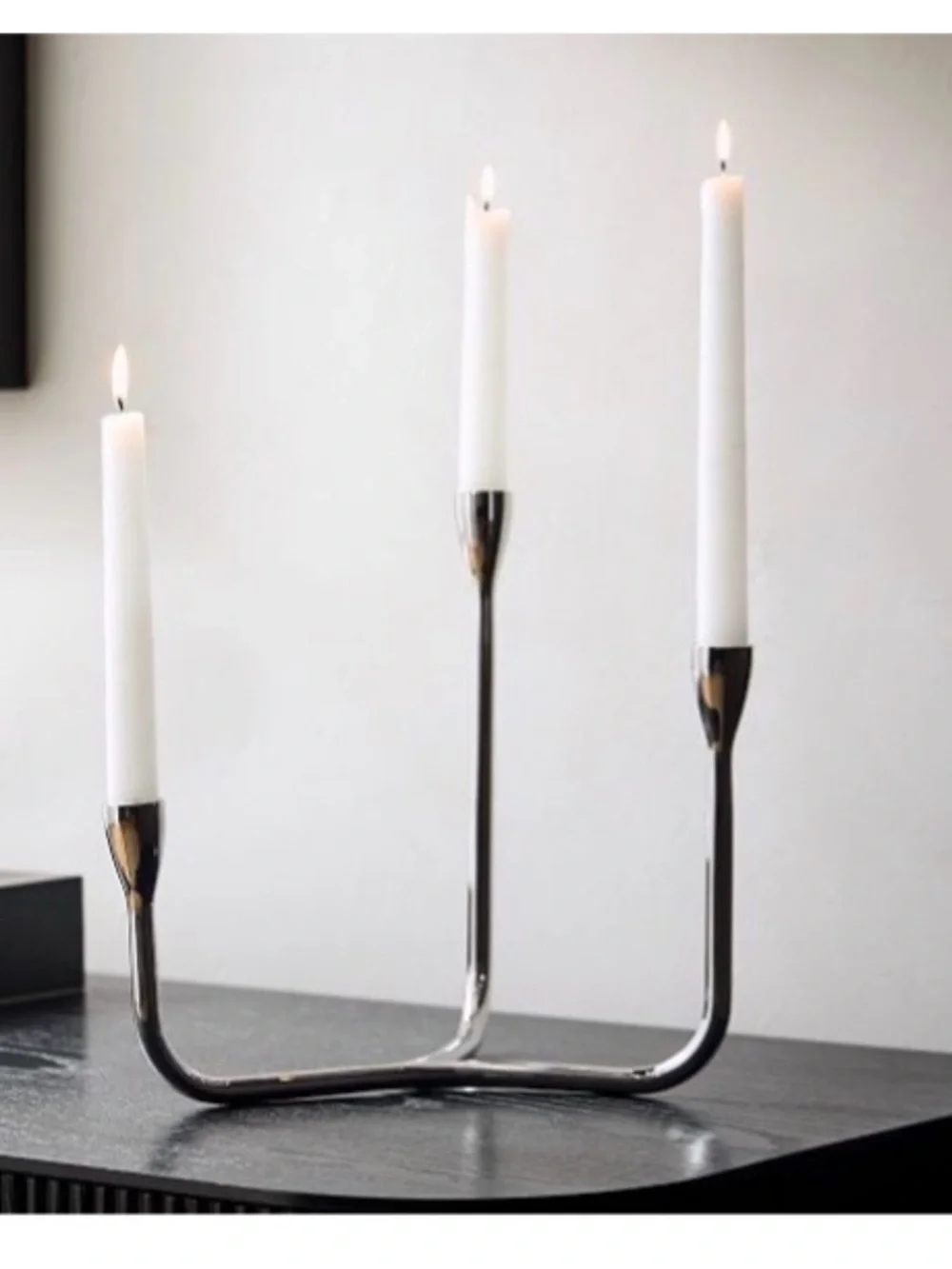 West Elm 	 Kuba Metal, Centerpiece, Chrome Candle Holder